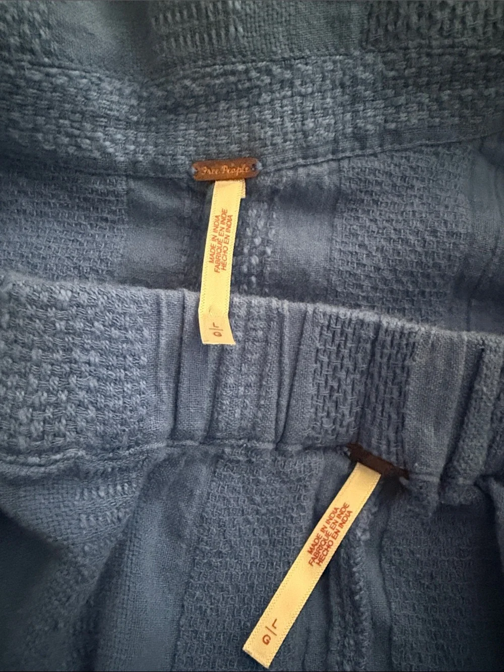 Free People Blue Textured Two-Piece Loungewear Set